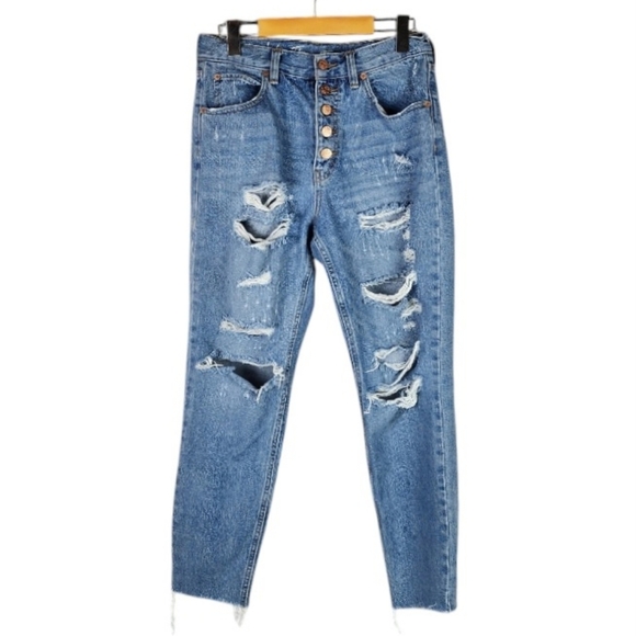 Free People We The Free Soak Up the Sun High Rise Thrashed Skinny Jean  Size 27 - Picture 6 of 16